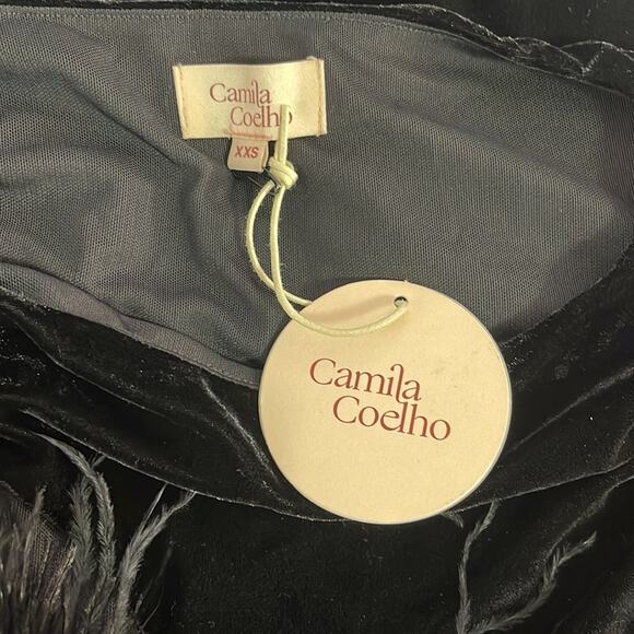 Camila Coelho Florence Long Sleeve Feather Mesh Bodycon Mini Dress Size XXS - Picture 6 of 7